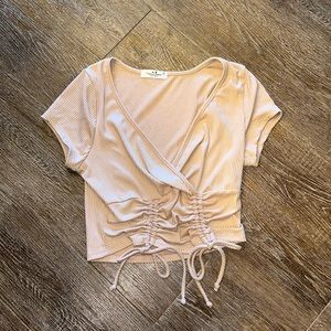 Tan ruched front crop top